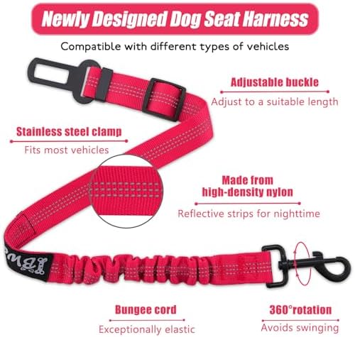 IBWell Dog Seat Belt, 3 Piece Set Retractable Dog Car Harness Adjustable Dog - Image 3