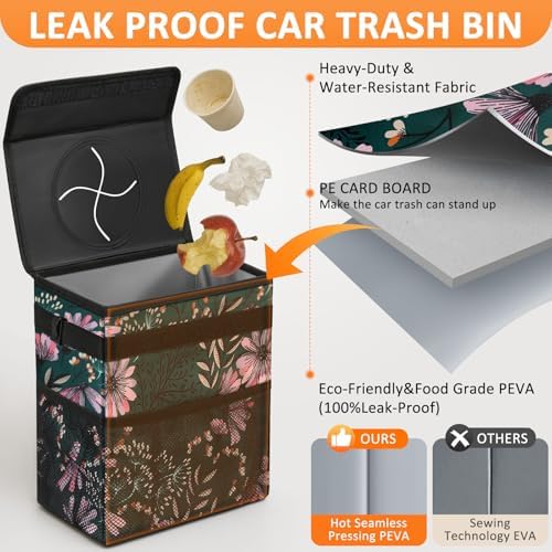 Vankor Car Trash Can with Lid Leak Proof Car Accessories - Image 3