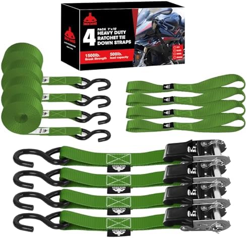 Jack Boss Ratchet Tie Down Straps Set, 1500 lbs Break Strength, Fits by JACKBOSS