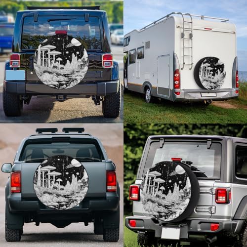 Rv Spare Tire Cover Wheel Mushroom Moon Galaxy Tire Covers Wheel Protectors - Image 6