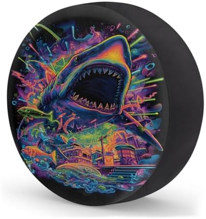 Colorful Shark Spare Tire Cover Dust-Proof Wheel Protector - Image 2
