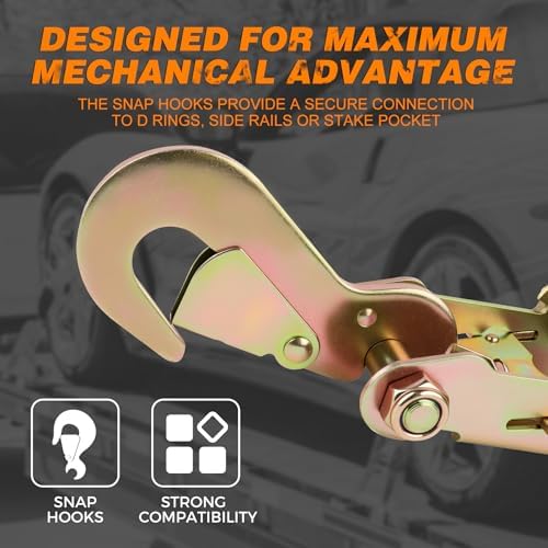 Tire Tie Down Straps 2" x 10’ 4-Pack 10, 000lbs Snap Hook - Image 4