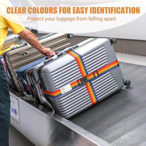 BILIONE Luggage Straps for Suitcases, Adjustable Lockable Suitcase Straps - Image 4