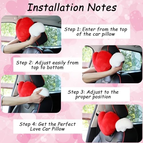 2 Pack Heart Shaped Cute Car Headrest Pillow - Image 4