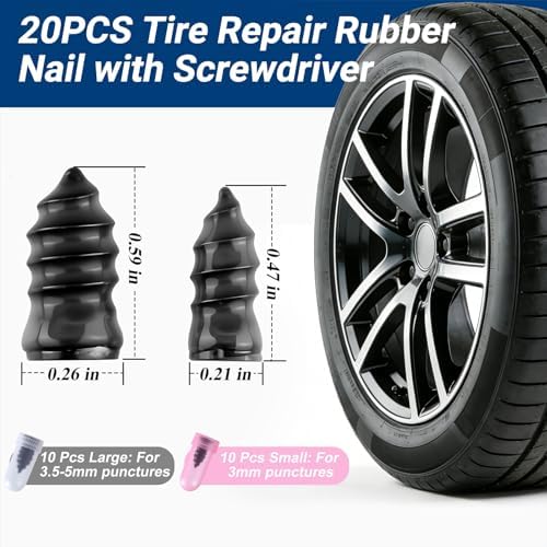 21 PCS Tire Repair Rubber Nail Kit, Premium Spiral Screw-in Tire Plugs - Image 2