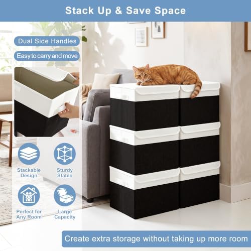 Large 17" 42 Quarts Collapsible Stackable Storage Bins - Image 5