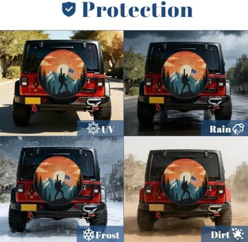 Silhouette American Flag Spare Tire Cover Wheel Covers Protectors Waterproof - Image 7