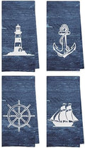 Navy Nautical Dish Towels Set by Geqtt