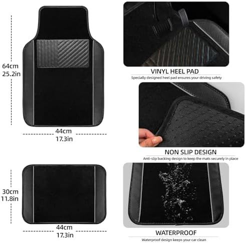 NBTEPEM 10 Pcs Car Floor Mats Full Set Car Accessories, Microfiber Leather - Image 4