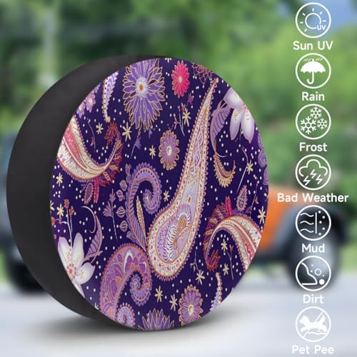 Rv Spare Tire Cover Wheel Purple Ethnic Paisley Tire Covers Wheel Protectors - Image 3