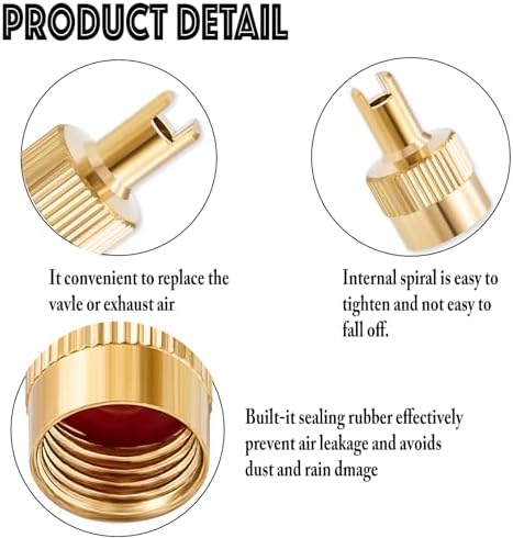 6PCS Tire Valve Stem Caps, Nickel Brass Slotted Slot Valve Stem Caps - Image 3
