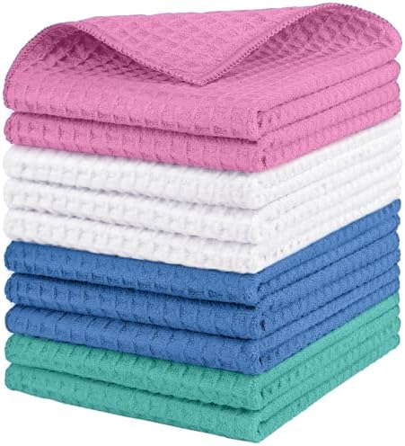 HOMEXCEL Waffle Weave Microfiber Towel, 10 PK Waffle Towels, 12 x 12 in by HOMEXCEL