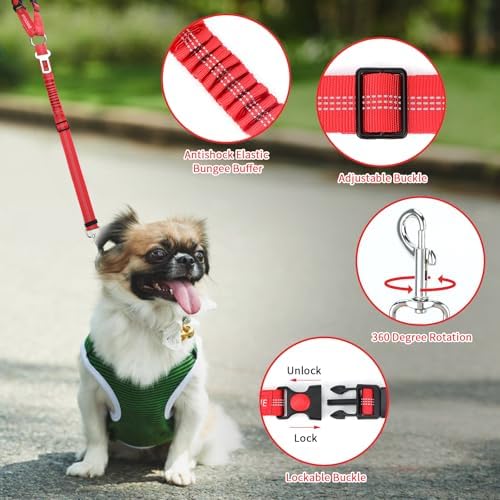 BWOGUE 2 Pack Dog Seat Belt for Car, Elastic Bungee Buffer Safety Seat Belt - Image 4