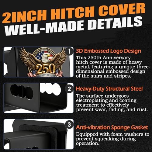 US 250th Anniversary 1776-2026 Eagle American Flag Trailer Hitch Cover - Image 3
