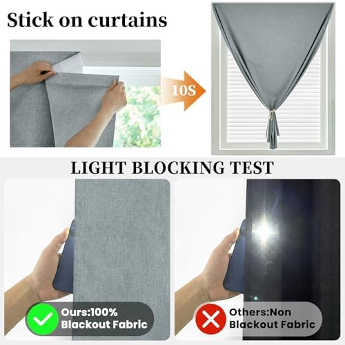 100% Blackout Self Adhesive Curtains Portable Curtain Simple and Easy to - Image 2