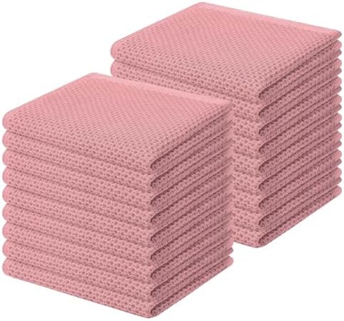 Homaxy 100% Cotton Waffle Weave Kitchen Dish Cloths 18-Pack, Dried Rose by Homaxy