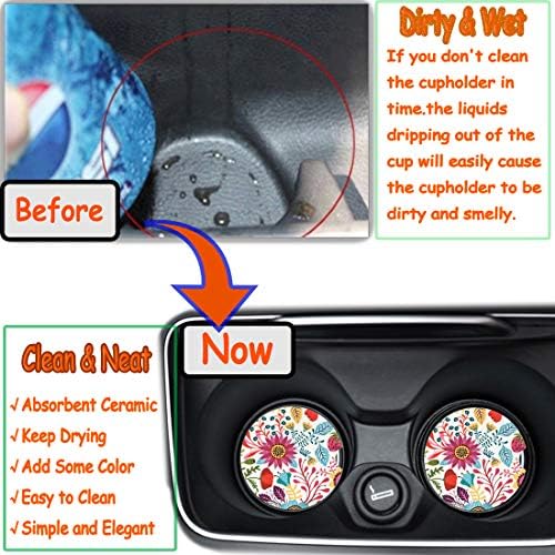 Sunflower Small 2.56" Absorbent Auto Coasters 2 Pack, Ceramic Car Accessories - Image 4