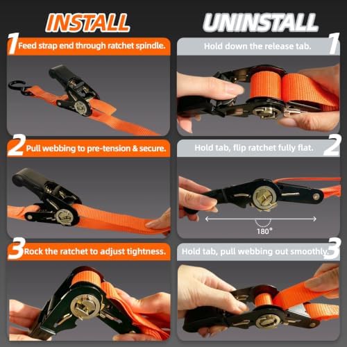 8 Pack Ratchet Straps 1 inch x 15 Ft - Image 6