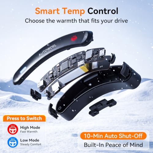 Wireless Heated Steering Wheel Cover, Rechargeable Dual Battery, Suede Gray - Image 6