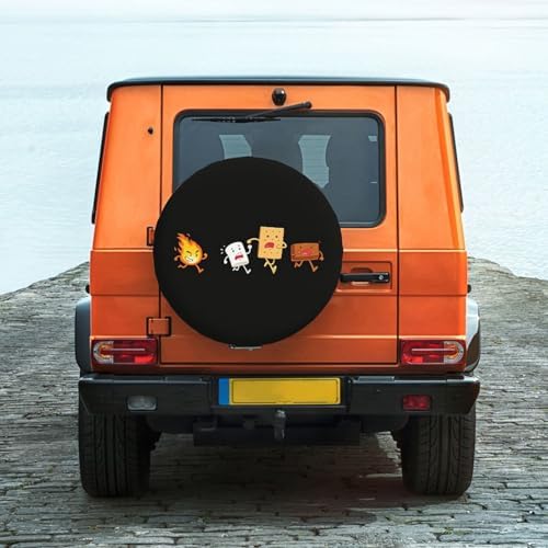 Spare Tire Cover with Marshmallow Campfire Pattern Wheel Covers 14inch - Image 5