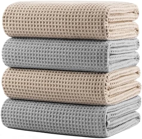 POLYTE 430 GSM Poly Blend Microfiber Quick Dry Waffle Bath Towel, 30x60 in by Polyte