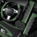 NBTEPEM 6 Pcs Green Steering Wheel Cover Set, Sport Microfiber Leather Steering by NBTEPEM