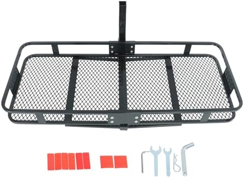 60" x 24" x 6" Black Steel Folding Rear Luggage Rack Basket Hitch Mount Cargo - Image 4