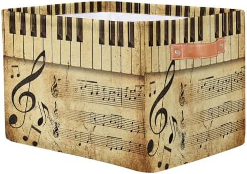 AUUXVA Storage Basket Vintage Music Note Piano Key Storage Cube Box Durable - Image 2
