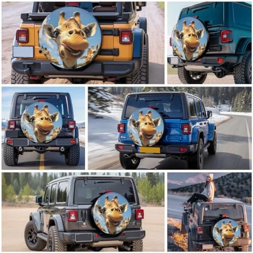 GENANY Giraffe Family Art Thick PVC Leather Spare Tire Cover Size 16 - Image 7
