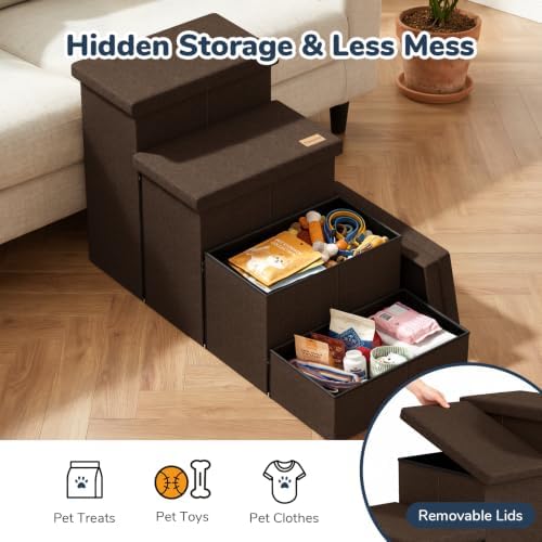 4-Step Wide Dog Stairs with Storage 23" H, Non-Slip Sturdy Pet Steps - Image 6