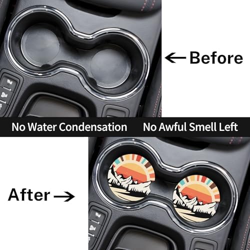 Mountain Sunset Car Cup Holder Coasters 2 Pack 2.63" - Image 2