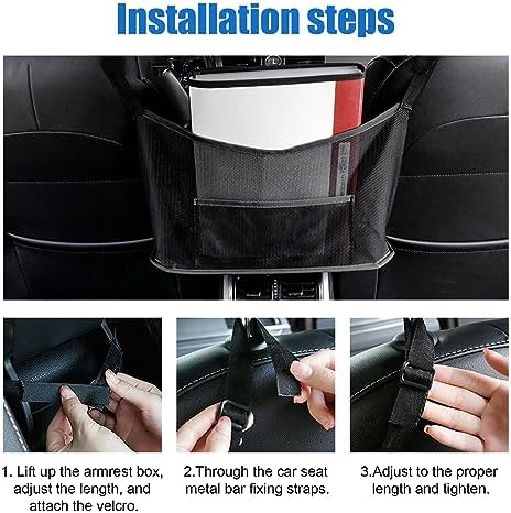 Ziciner Car Net Pocket Handbag Holder, Organizer Mesh Bag Between Two Seat - Image 5