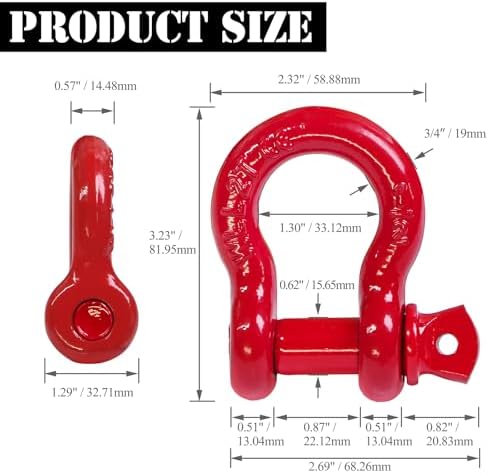 1/2" D Ring Shackle with 5/8" Screw Pin, 2T Working Load Limit / 12T Minimum - Image 4