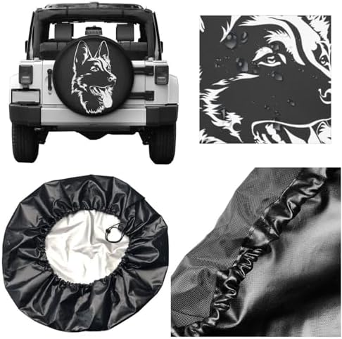 German Shepherd Dog Portrait Spare Tire Cover Waterproof Dust-Proof Tire Wheel - Image 5