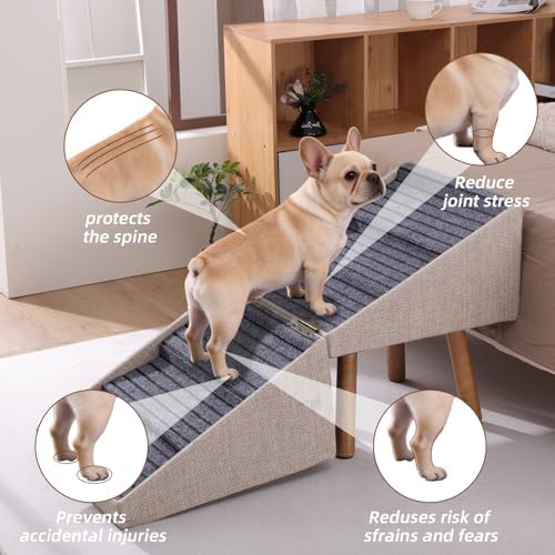 Dog Stairs for Small Dogs Foldable Dog Steps for High Bed - Image 3