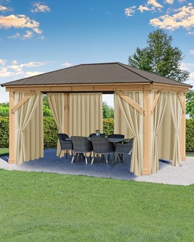 Outdoor Curtains for Patio Waterproof Rod Pocket 6 Pcs 54x84 Inch Cream by HolidayIdeas