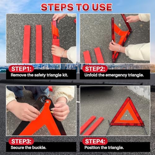 MAOPINER 2 Pack Emergency Warning Triangles Roadside Safety Kit - Image 3
