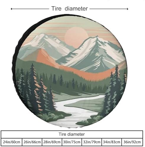 Mountain Adventure Spare Tire Cover Nature Landscape Watercolor Boho Mountains - Image 2