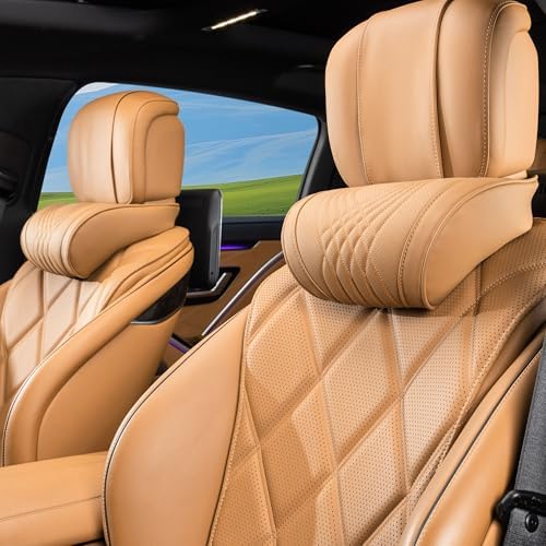 Car Neck Pillow Seat Headrest Memory Foam Palomino Brown, 2 Packs by Dapucarin