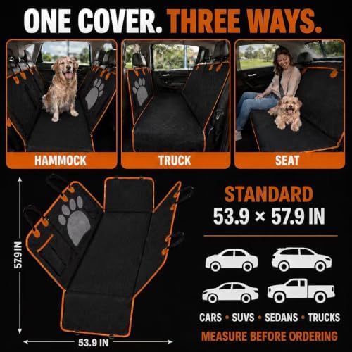 Dog Car Seat Cover for Back Seat, Waterproof Hammock for Cars and SUVs - Image 6