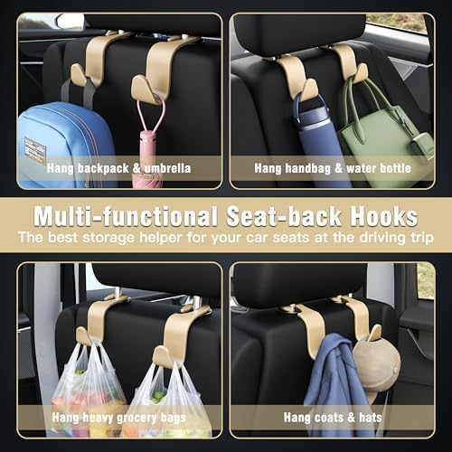 4-Pack Car Headrest Hooks Holds 55lbs Seat Storage Organizer - Image 3
