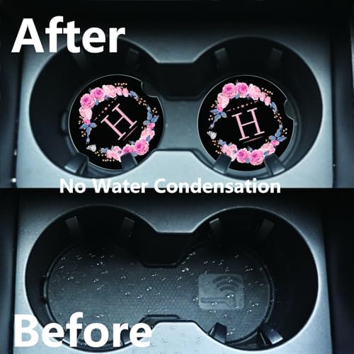 2pcs Letter H Car Coasters, Absorbent Universal neoprener Cup Holder Coasters - Image 5