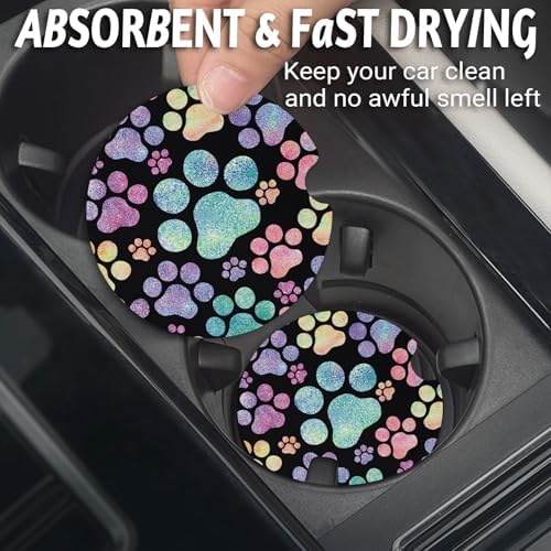 Yonlevres Car Coasters for Cup Holders, 2 Pack, Dog Paw - Image 2