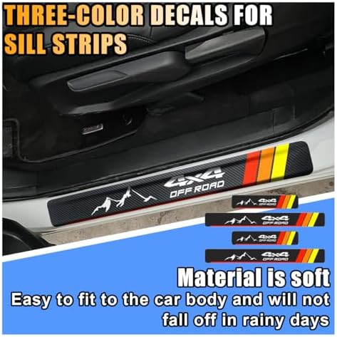 4PCS Tri-Color Door Sill Protectors, Carbon Fiber Door Threshold Protection - Image 6