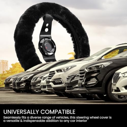 Andalus Brands Luxury Fluffy Car Steering Wheel Covers – Genuine Merino - Image 5