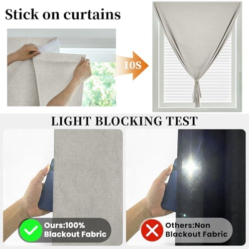 100% Blackout Adhesive Blackout Curtains- Self Stick Shades Window Blinds - Image 2