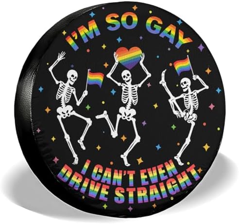 GENANY Rainbow Skeleton Halloween PVC Leather Spare Tire Cover Size 14 by GENANY