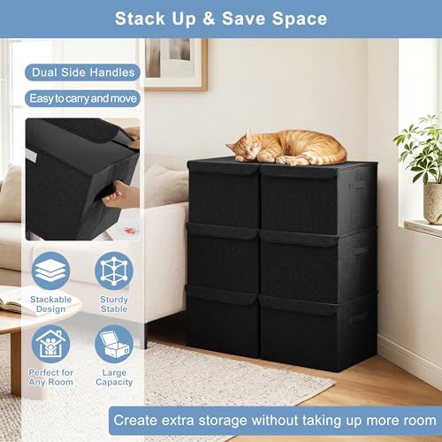 Bagnizer Large 22 Quart Linen Fabric Foldable Storage Bin Cube Organizer Basket - Image 5