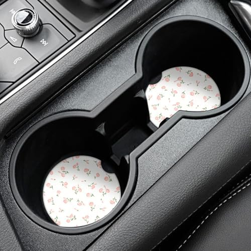 Vintage Flowers Car Coasters, Absorbent 2 Pack - Image 2
