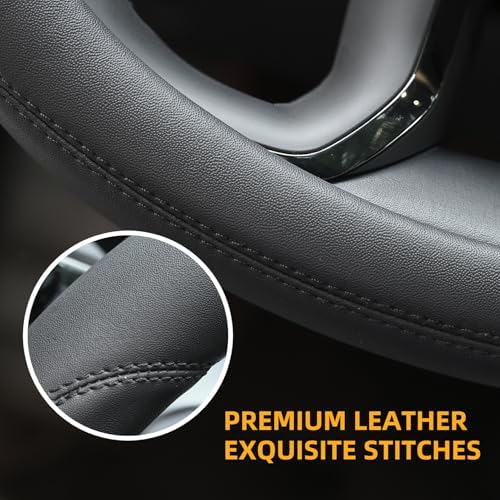 Valleycomfy Microfiber Leather Steering Wheel Cover Large-Size - Image 3